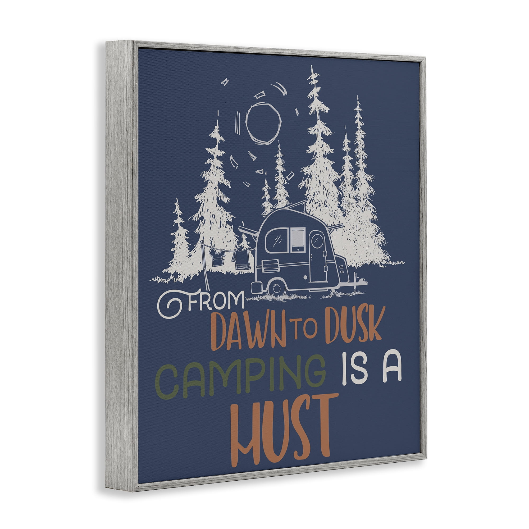 Stupell Industries Dawn to Dusk Camping Landscape Painting Gray Framed Art Print Wall Art, 24 x 30