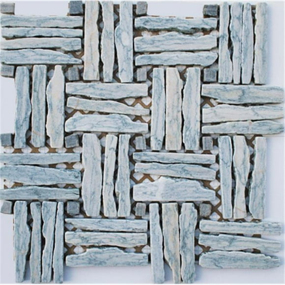 Intrend Tile Panier Vague Pierre Naturelle Paysage Bleu Clair Gris Mélangé