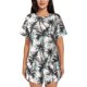 thumbnail image 1 of Fotbe Hawaii Palms Conjunto de Pijama Estampado para Mujer, 2 Piezas, Ropa de Dormir con Camiseta de Manga Corta y Shorts Suaves-X-Large, 1 of 6