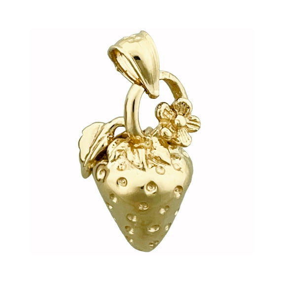 14K Gold 3D Strawberry Charm