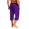 thumbnail image 5 of Nokdvo Harem Capri Pants for Mens Drawstring Elastic Waist Shorts with Pockets Below Knee Joggers Wide Leg Stretch Comfy Lounge Lightweight Athletic Summer Tapered Trousers,Dark Purple 2XL, 5 of 6
