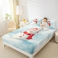 thumbnail image 4 of jejeloiu Kawaii Snowmen Queen Sheet Sets,Merry Christmas Flat Sheet,White Red Queen Fitted Sheet For Girl Boy,Breathable Room Decorative,4pcs, 4 of 7
