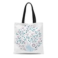 thumbnail image 1 of JSDART Sac Fourre-Tout en Toile Bébé Naturel en Couleurs Pastel Fleurs et Cercle de Lièvres Sac à Provisions Réutilisable, 1 of 1