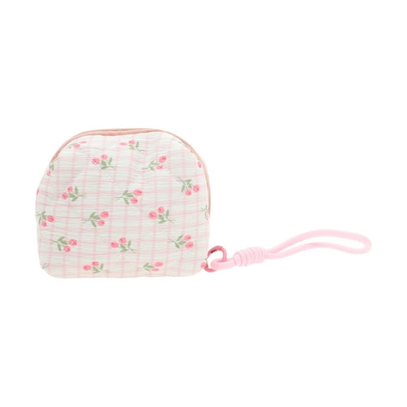 Unique Bargains 1 Pc Tulip Square Makeup Bag for Business Travel Pink Polyester