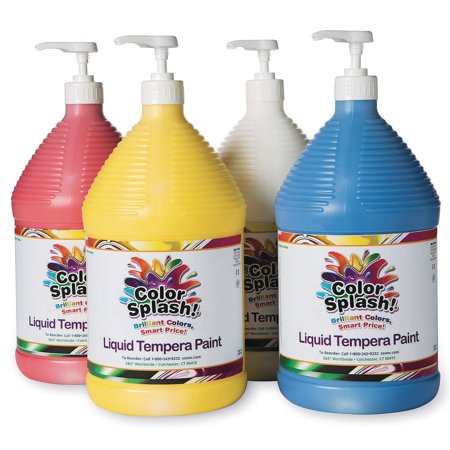 UPC: 0840614116137 | S&S Worldwide Color Splash! Liquid Tempera Bulk Paint  Primary Colors & White  4 Paint Pumps  128oz (Gallon) Bottles  Arts & Crafts  School  Camp  Poster Paint  For Kids & Adults  Non-Toxic  Set of 4.
