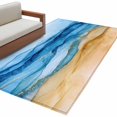 thumbnail image 2 of Abstract Waves Washable Area Rugs 3'x5', Beach Blue Ocean Oil Painting Style Low Pile Throw Living Room Rug Non-Slip Sturdy Edge Binding Carpet for Indoor Entryway Bedside Kitchen, 2 of 9