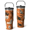 thumbnail image 2 of 1pc Cute Black Cats 30oz Tumbler with Straw & Handle - Insulated Stainless Steel Cup | Holiday Gift for Man Women (Christmas, Valentine's, Birthday), 2 of 7