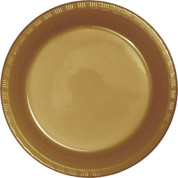 Touch of Color Dinner Plate, Plastic Bulk, Glittering Gold, 9" , 50 Ct
