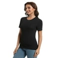 thumbnail image 3 of Fall Clothes Womens Crewneck Ribbed Long Sleeve Shirts Slim Fitted Tee Casual Basic Tshirt Top, 3 of 6