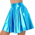 thumbnail image 2 of Alvivi Women's Glossy Metallic Flared Pleated A-Line Mini Skater Skirt Dance Wear Holographic Skirts Blue A S, 2 of 6