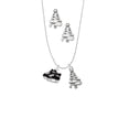 thumbnail image 2 of Delight Jewelry Silvertone Black Ice Skates Silver tone Zig Zag Christmas Tree Charm Necklace and Stud Earrings, 2 of 4