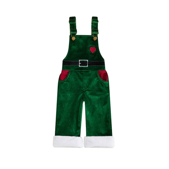 RUINIXCW Toddler Baby Boy Girl Christmas Overalls Love Heart Embroidered Plush Sleeveless Jumpsuit