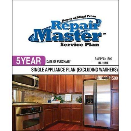 Repair Master RMAPP5 1500 5-Yr Date of Purchase Single Appliance-No Washer - Under $1,500