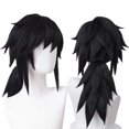 thumbnail image 1 of Peluca de cosplay Wiggy Mermaid Giyuu para disfraz de DS, negra para adulto, 1 of 9