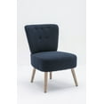thumbnail image 4 of Teddy Fabric Button Accent Slipper Chair, Accent Armless Chair with Wooden Legs,Wooden Frame, Upholstered Slipper Chair For Dining Room, Living Room, Bedroom,Blue, 4 of 8