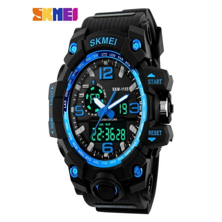 - SKMEI ABS + PU LED Military Waterproof Sports Watch Quartz Analog Digital Man Wristwatch, PU Strap