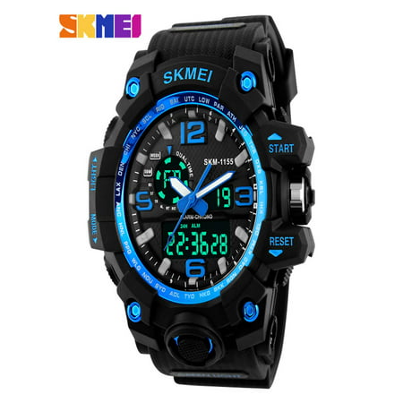 SKMEI ABS + PU LED Military Waterproof Sports Watch Quartz Analog Digital  Man Wristwatch, PU