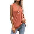 thumbnail image 3 of QAFOPEH Women Ribbed Sleeveless Button V Neck Solid Color Tank Top, 3 of 7