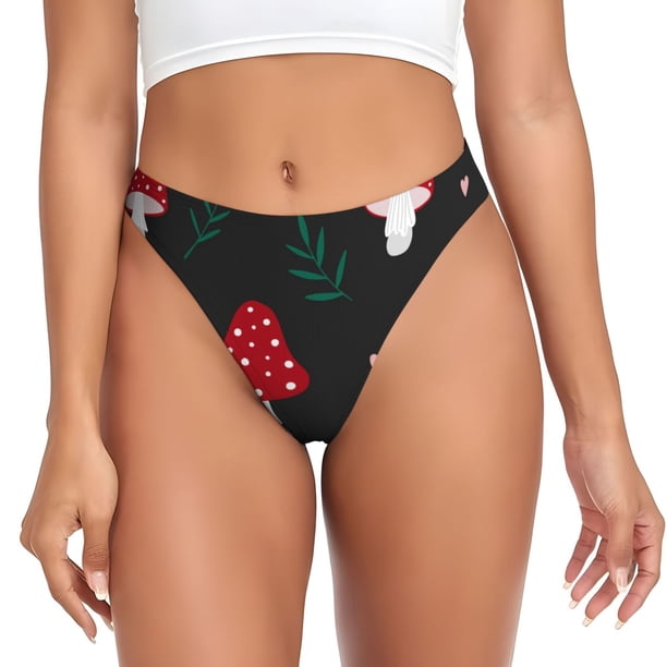 Balery Amanita Mushroom Tangas de Algodón para Mujer con Estampado – Ropa Interior Sexy, Transpirable, G-string-XX-Large