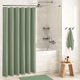 thumbnail image 2 of Dynamene Cortina de ducha verde salvia – Cortinas de ducha de tela gruesa resistente con textura de gofre para baño 256 g/m² Juego de cortinas de baño de tela de poliéster ponderado de lujo con 12 gan, 2 of 5