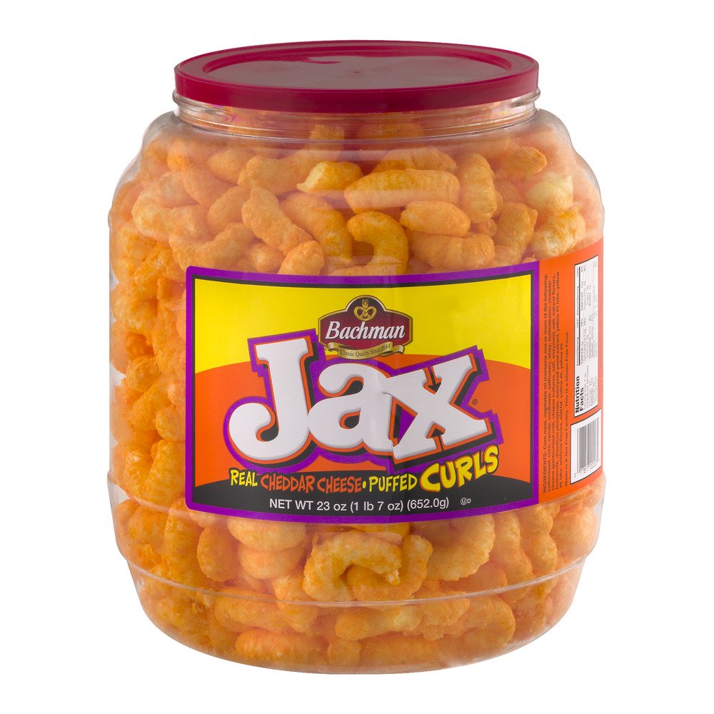 Bachman GlutenFree Jax Real Cheddar Cheese Puffed Curls, 23 Oz