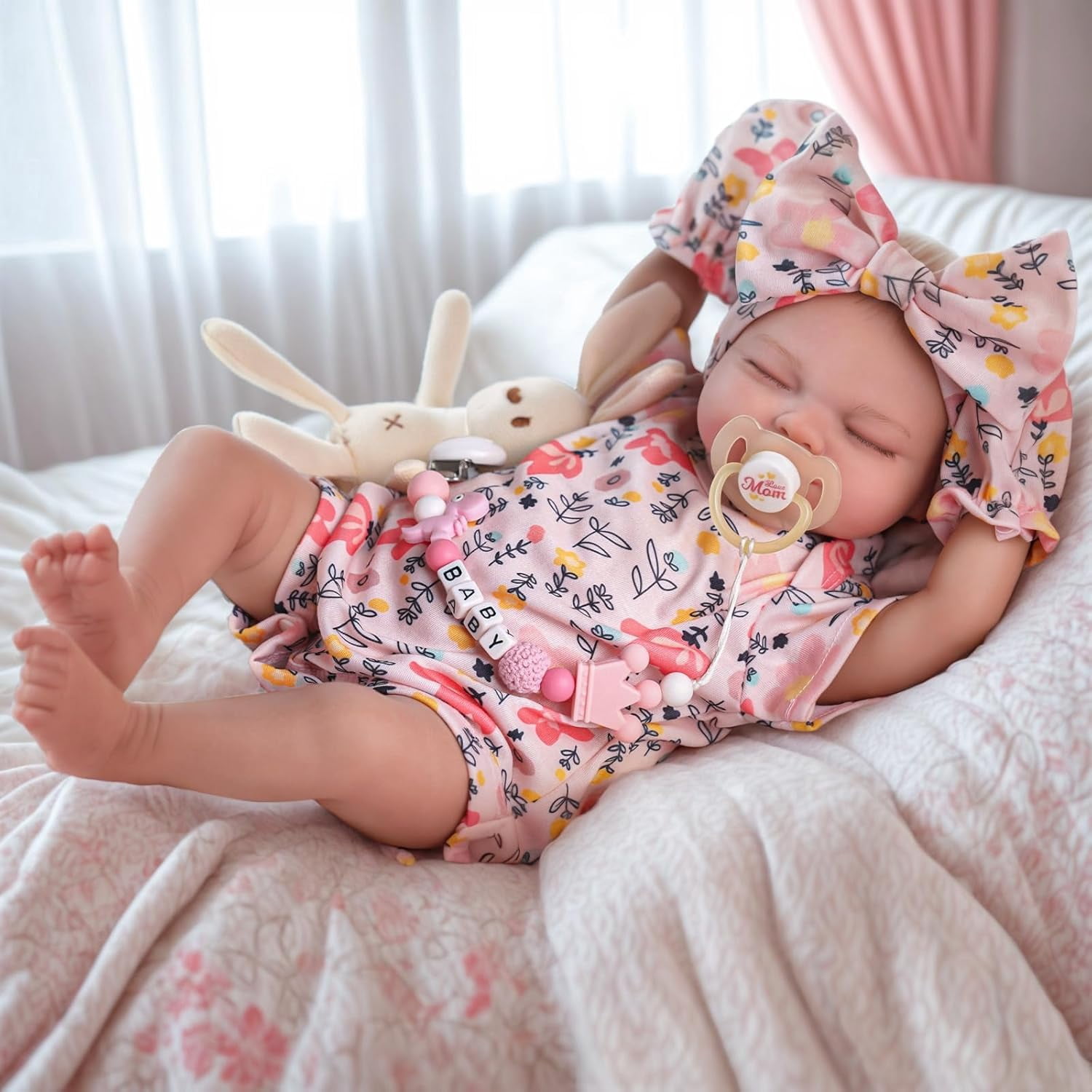 RSG 17 Inch Reborn Dolls with Soft Cloth Body Newborn Sweet Smile Sleeping Dolls Doll Girl with Gift Box for Cuddling, Role Playing and Collection