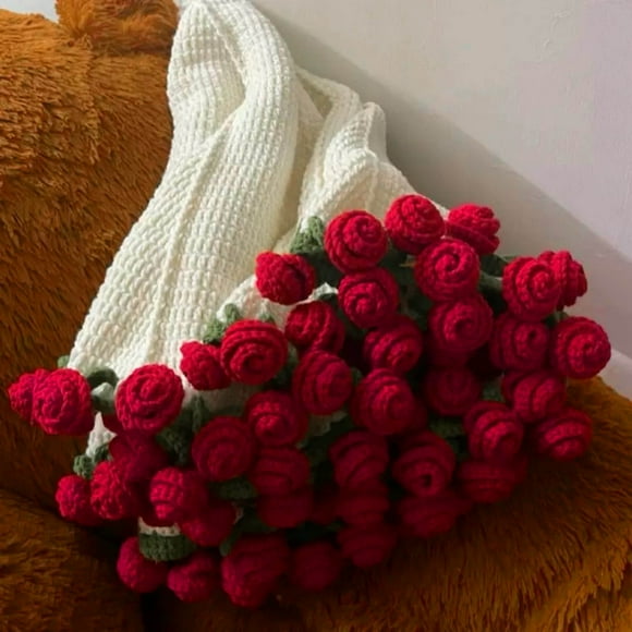 wycnly Clearance Beausougon Crochet Blanket Kit for Beginners Rose Bouquet Granny Pattern Learn To Crochet Weekly flyer