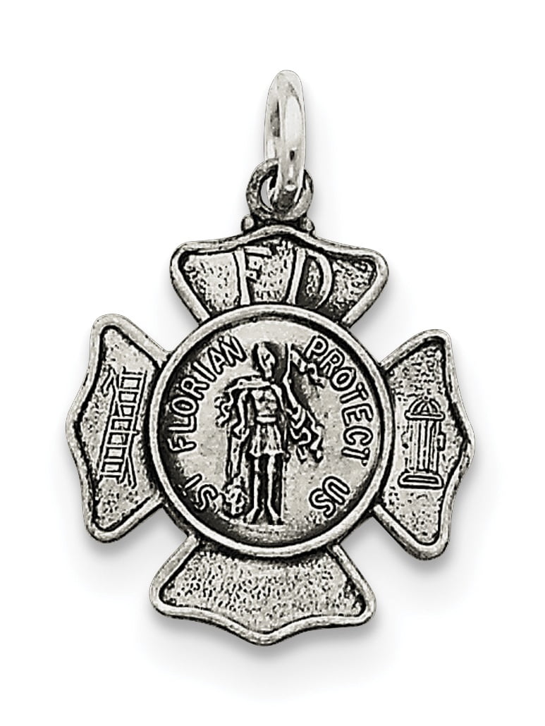 Core Silver - Sterling Silver Saint Florian Badge Medal QC3590 (1.91 ...