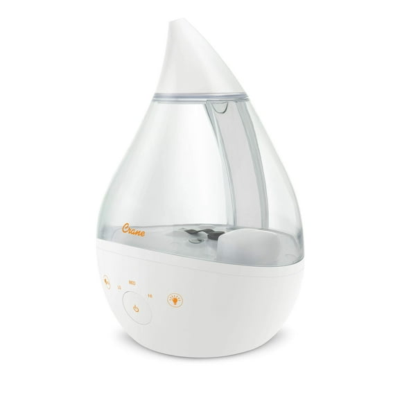 Crane Drop Humidifier, 1 Gallon, Clear & White