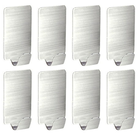 

8 Pieces Stainless Steel Non Marking Adhesive Hook Door Organizer for Hanging Thick Hook
