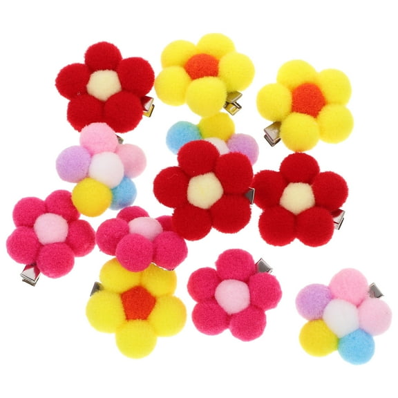 PTOOTP 12pcs Girls Hair Accessories Set with Red Pom Pom Hair Clips for Parties and Everyday Wear