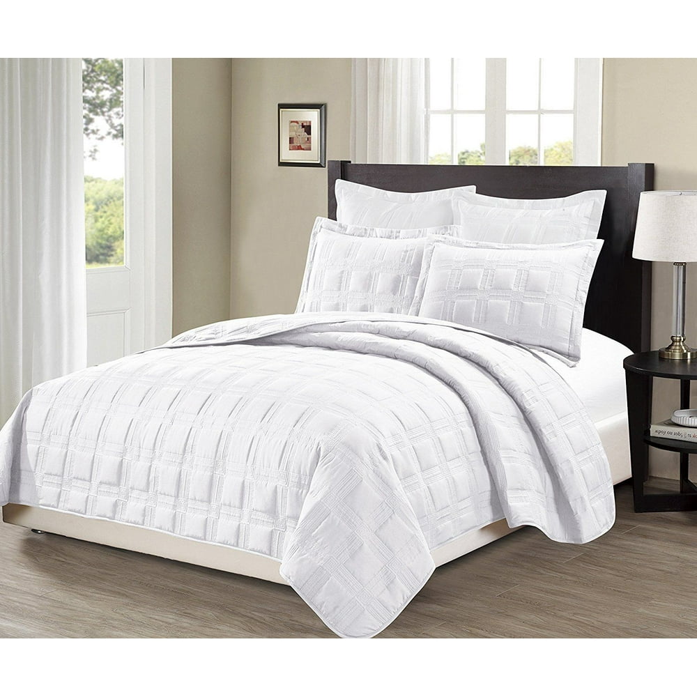 Fancy Linen 3pc Full/Queen Oversize Target Quilted Embroidery Solid