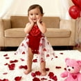thumbnail image 4 of Splozh Newborn Baby Rompers Unisex Baby Girls' Valentine's Day Flower Embroidered Heart Sleeveless Romper Dress Red,3-6 Months, 4 of 9