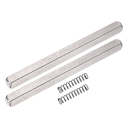 2 Pack Door Knob Spindle, 110mm Spare Door Handle Spindle Bar with Spring, Vintage Straight Spindle Replacement Parts for Mechanical Locks, Silver Tone