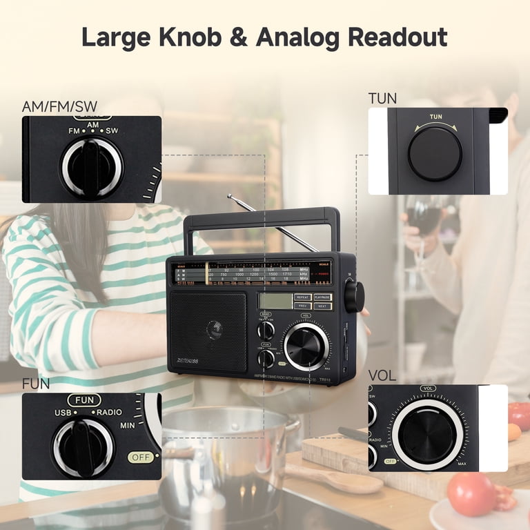 Retekess TR618 Shortwave Portable AM FM Radio with SD, USB Support
