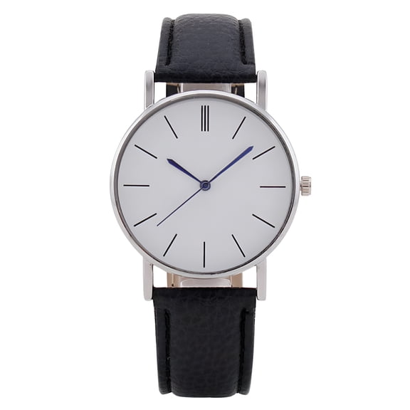 DESIGNICE Mens Quartz Watches with Leather Strap Minimalist Fashion Analog Watch Silver Case Gift Watches Business Wristwatches Black Strap White Dial