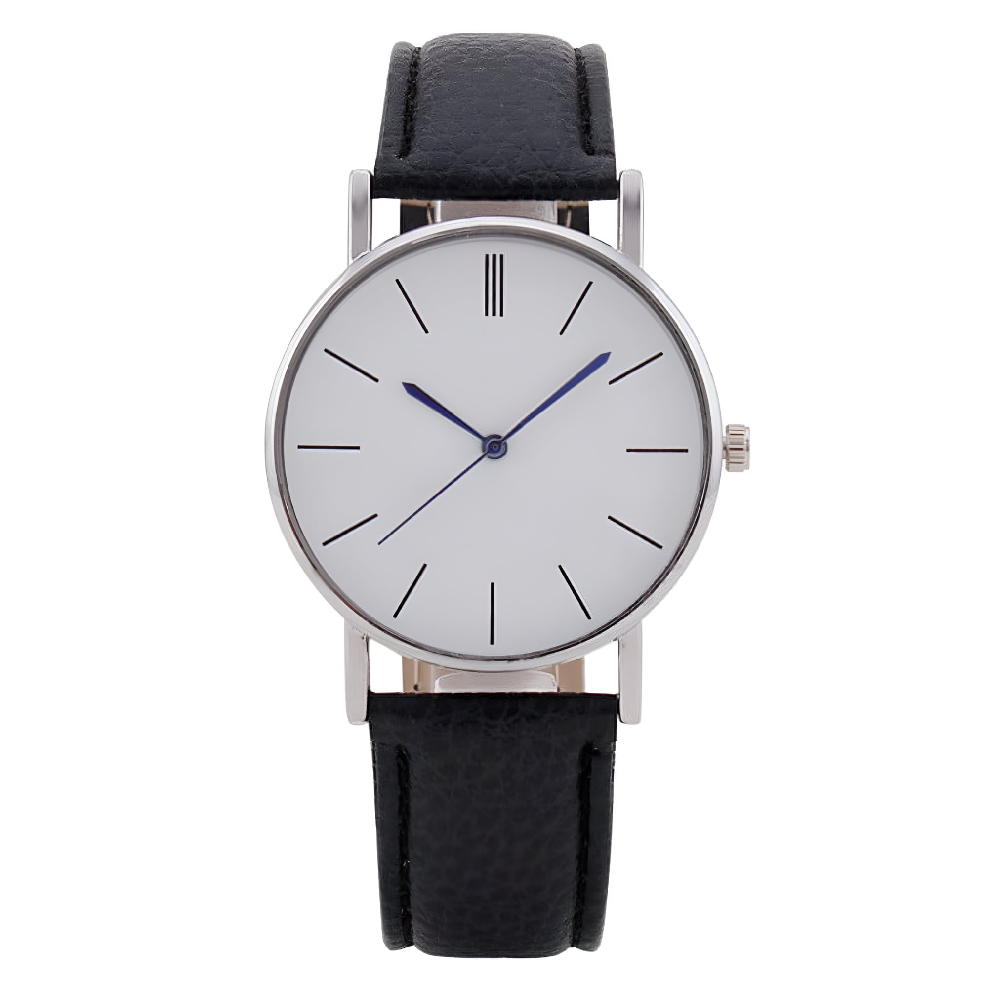 DESIGNICE 2026 New Mens Quartz Watches with Leather Strap Minimalist Fashion Analog Watch Silver Case Gift Watches Business Wristwatches Black Strap White Dial