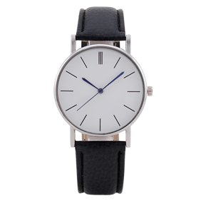 DESIGNICE Mens Quartz Watches with Leather Strap Minimalist Fashion Analog Watch Silver Case Gift Watches Business Wristwatches Black Strap White Dial