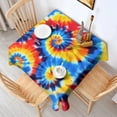 thumbnail image 2 of Colorful Tie Dye Spiral Pattern Square Tablecloth,Waterproof Square Table Cover,Wipeable Spillproof Washable Table Cover for Home Kitchen Party Decor 42"X42"(107x107cm), 2 of 6
