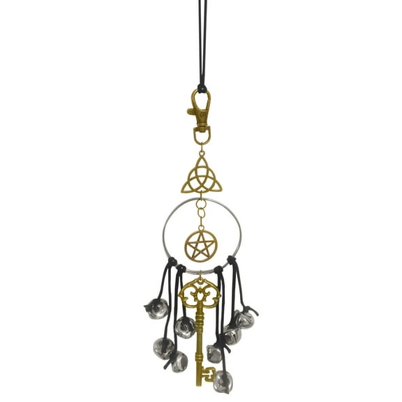 Fasiaou Witch Bells for Door Knob, Boho Hanger Wind Chimes Protection, Witchy Things Bell Strings with 3 Bells, Witchcraft Supplies Door Bell, Vintage Witch Decor for Home Room,As Show