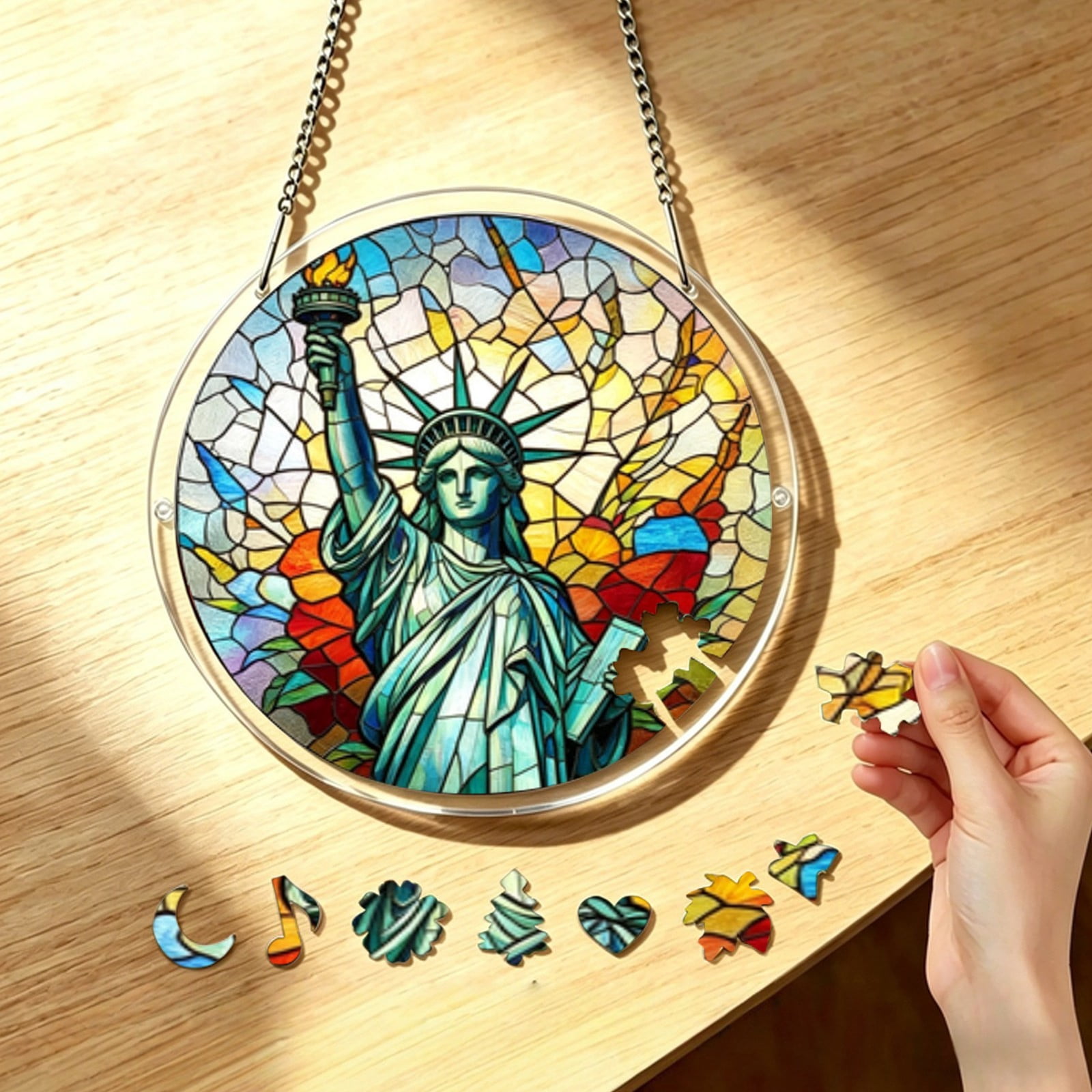 Acrylic Puzzle Hanging Ornament Window Art Chandelier For Home Garden