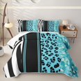 thumbnail image 2 of Homewish Animal Print Quilt Full, Blue Zebra Leopard Print Full Bedspread Sets, 3-Piece 1 Coverlet and 2 Pillowcases, 2 of 7