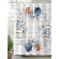 thumbnail image 2 of Fsddascl Fall Blue Pumpkins Shower Curtain Set - 72" x 78" Washable Bathtub Curtain with 12 Hooks, Thanksgiving Eucalyptus Grey Wood Waterproof Fabric Stall Shower Curtains for Bathroom/Bathtub, 2 of 6