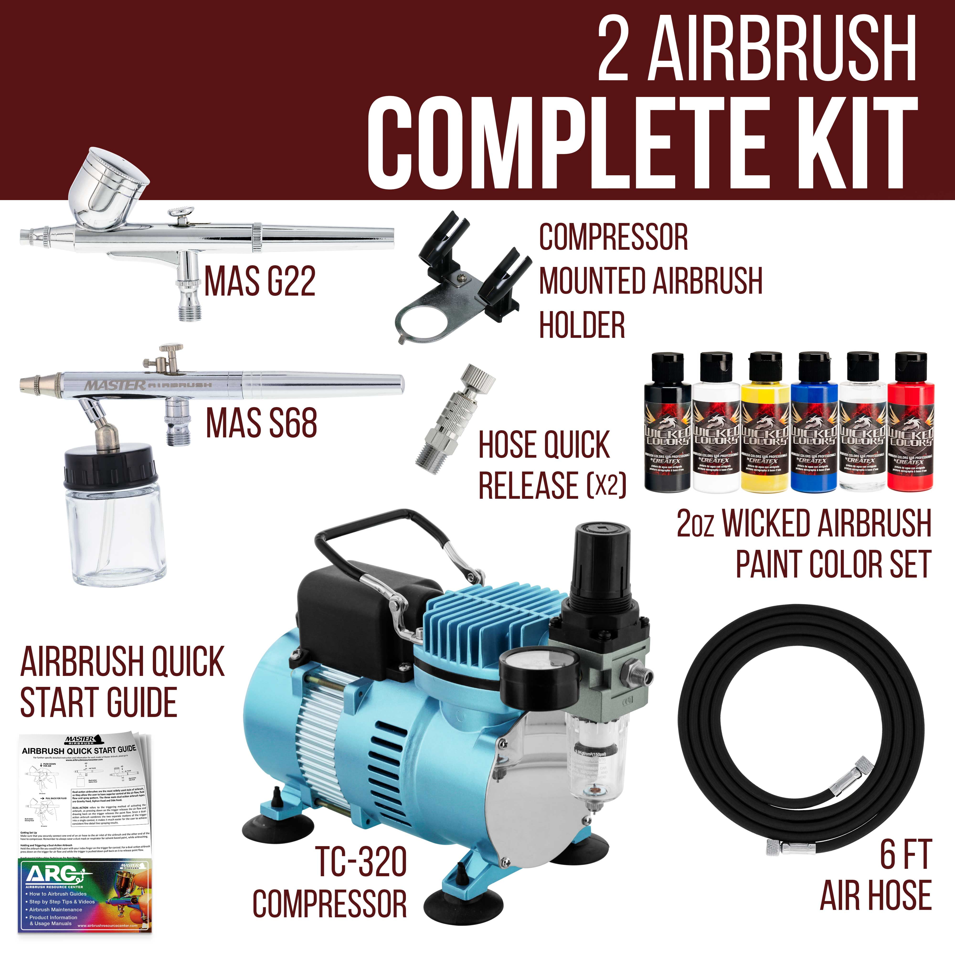  Master Airbrush Model TC-848, High-Performance Four Cylinder  Piston Air Compressor with Tank and Free 6 Inch Airbrush Hose : Arts,  Crafts & Sewing