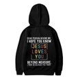 thumbnail image 5 of LUOGENLI Hoodies Girls Valentine's Day Hoodies Size 14-16 Teen Girl You Hooded Casual Loose Letter Print Hoodie Girls Valentine's Day Hoodies Size 10-12 Zip Up Black 6-7 Years, 5 of 7