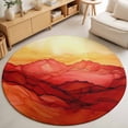 Abstract Art Watercolor Red Sunshine 8FT Round Area Rugs for Living ...