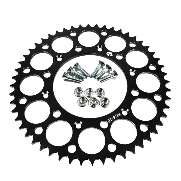 Accesorios de reparación de piñón trasero de motocicleta, reemplazo profesional de aluminio Negro 52T