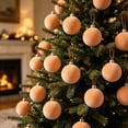 thumbnail image 4 of Flocked Christmas Ball Ornaments Set of 9, Large Textured Velvet Baubles for Christmas Tree, Matte Holiday Decorations for Tree and Garland - Khaki, 4 of 8