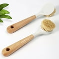 thumbnail image 3 of 1 Pcs Kitchen Dish Brush, Bamboo Handle Dish Brush – Sustainable Kitchen Cleaning with Tough Bristles - Natural Dish Scrubber, Nonstick Cast Iron Cleaner - Long Handle Brush for Dishes Pots Pans, 3 of 4