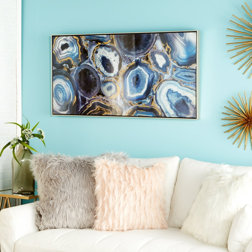 CosmoLiving Large Rectangular Blue Agate Geode Abstract Wall Art in